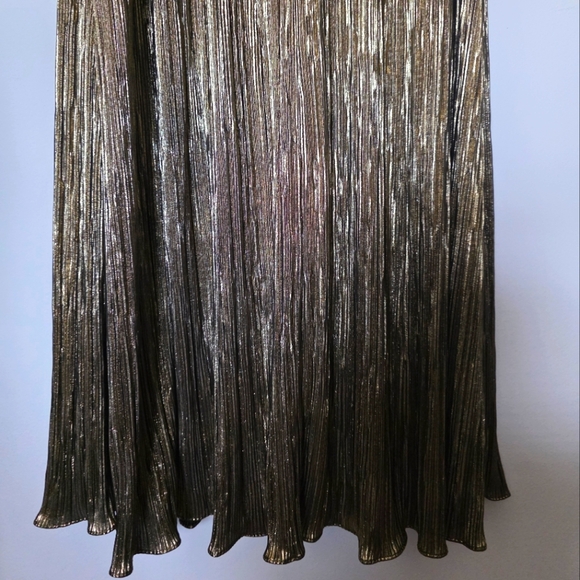 DKNY Women's Pleated Metallic Lace-Trim‎ Sleeveless Gown Sz 2 - Picture 9 of 13